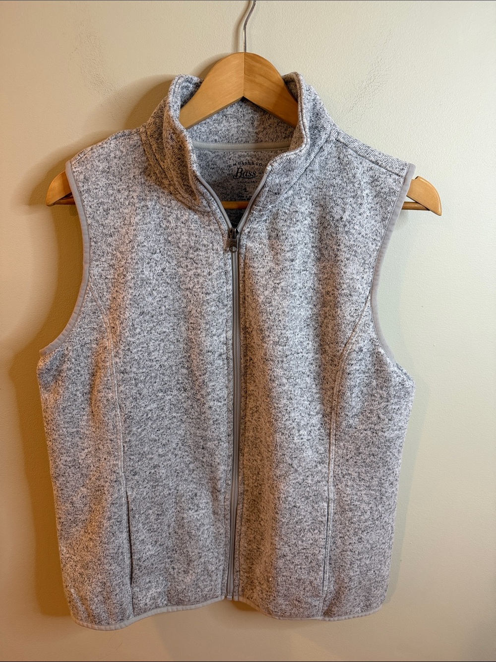 5/$25!! Bass Women's Light Gray Heathered Zip-Up Vest